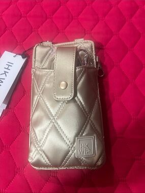 HKWP Quilted Crossbody Phone Case in Champagne Gold NWT